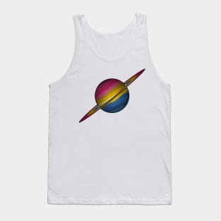 Planet and Rings in Pansexual Pride Flag Colors Tank Top